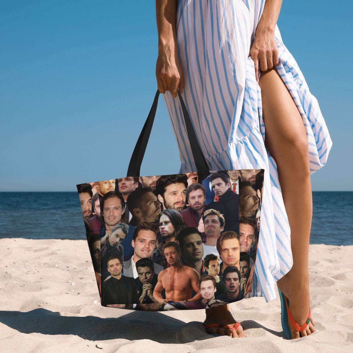 Yoga Fitness Photos - Sebastian Stan Photo Collage Beach Tote